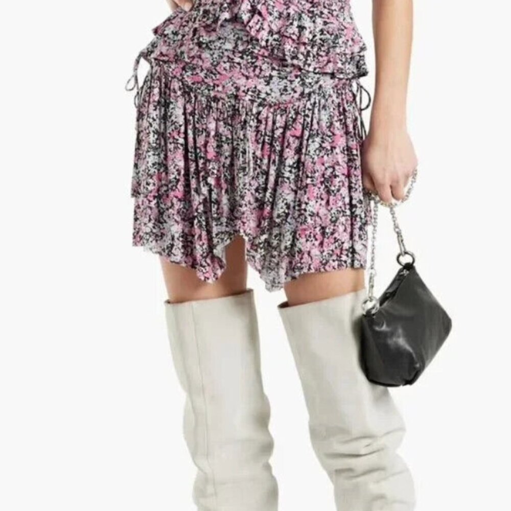 Isabel Marant Ruffle Mini Skirt Floral Women’s Size 40 Designer Flirty Feminine